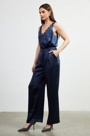 Skies Are Blue Navy Satin Trouser