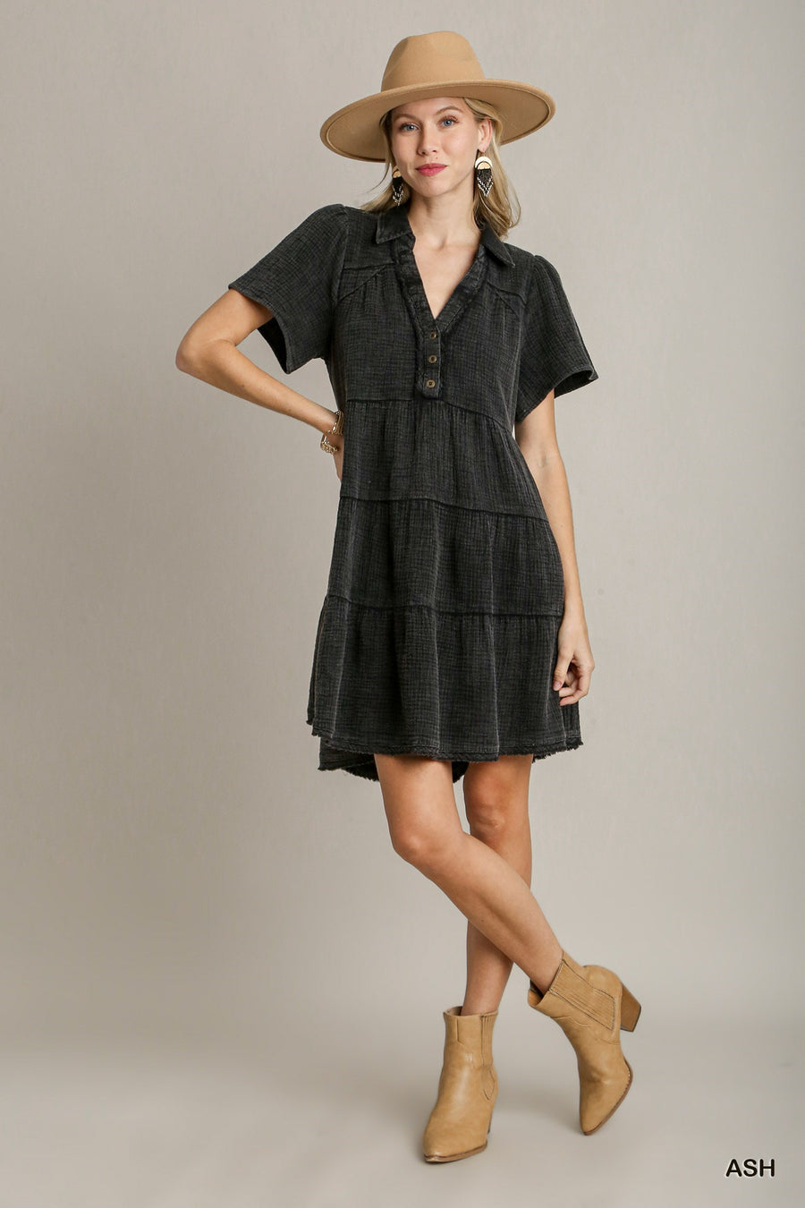 Ash Mineral Wash Cotton Dress