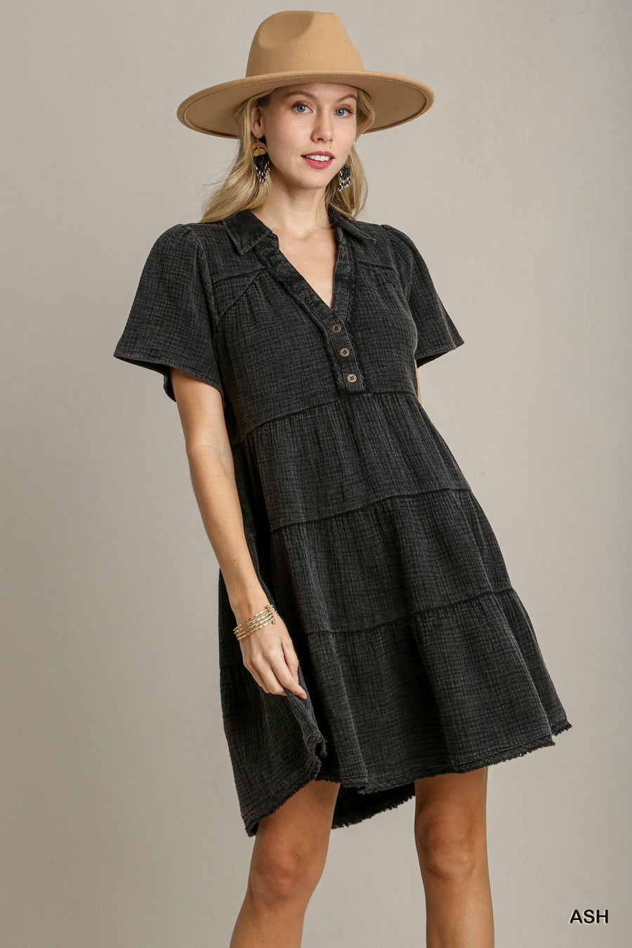 Ash Mineral Wash Cotton Dress