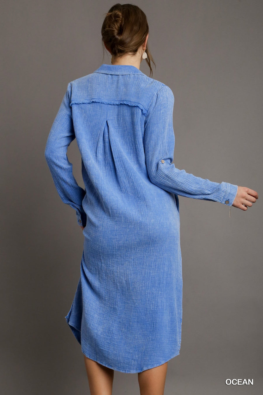 Ocean Blue Midi Dress Shirt