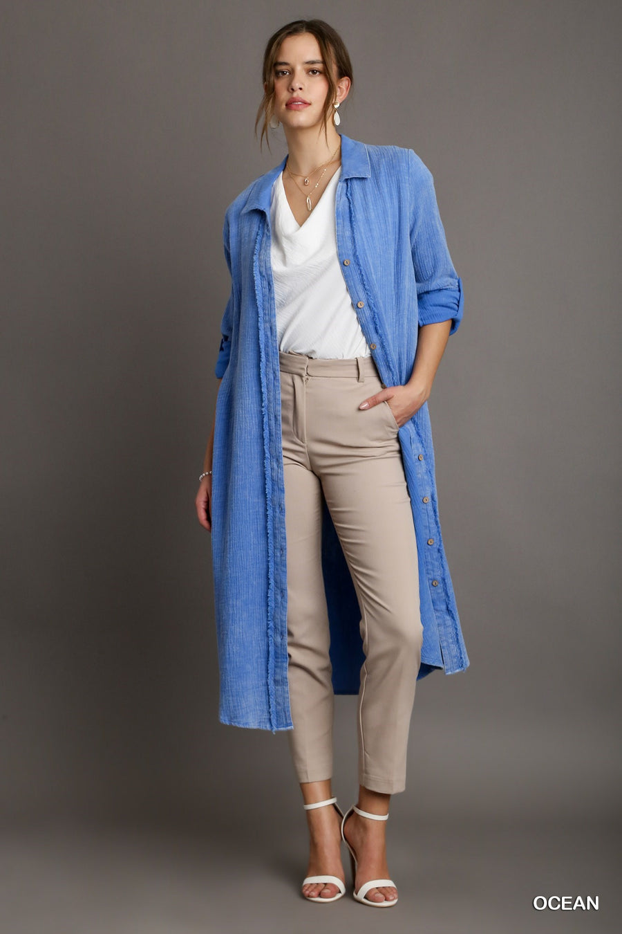 Ocean Blue Midi Dress Shirt