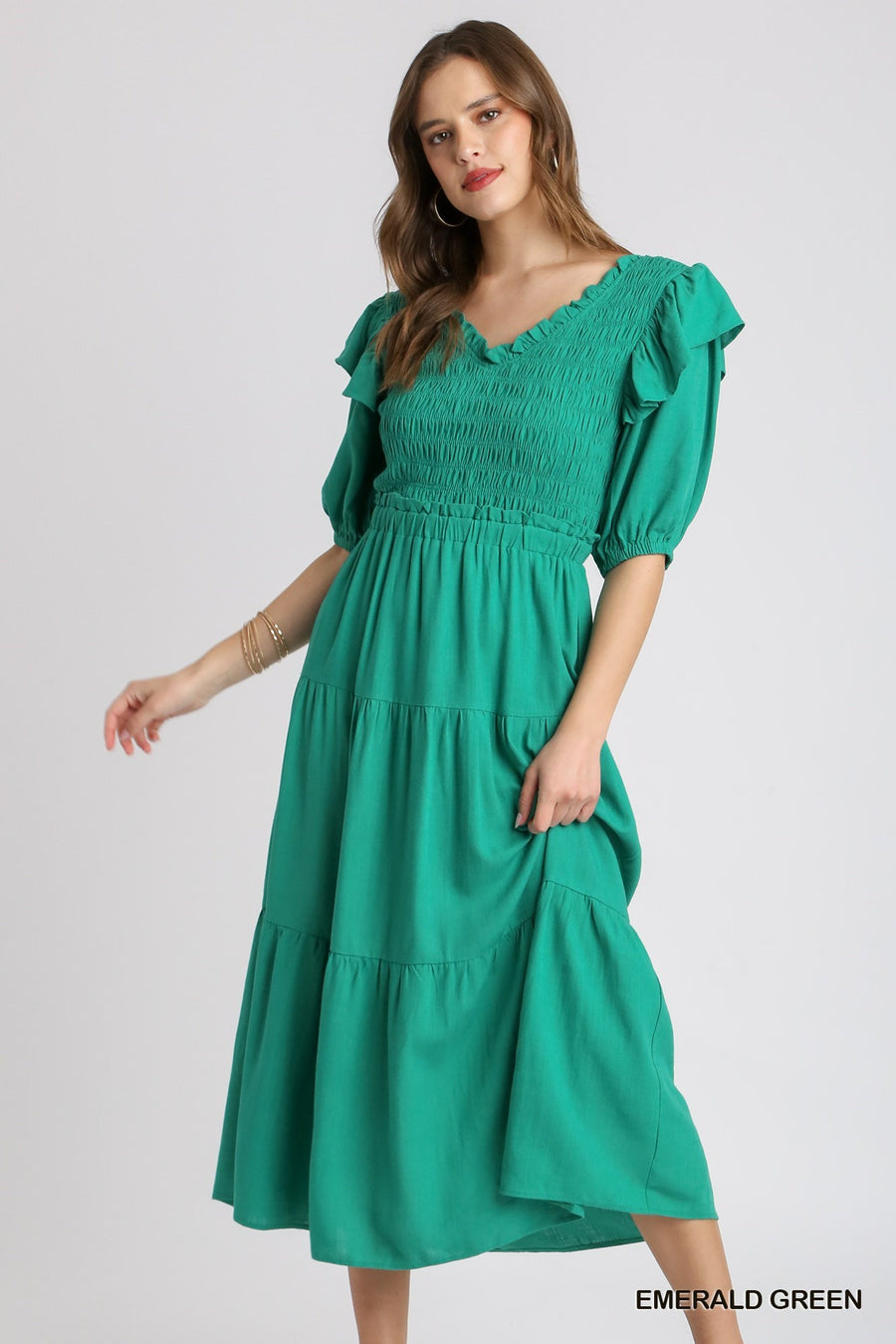 Emerald Green Linen Maxi Dress