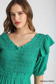Emerald Green Linen Maxi Dress