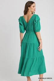 Emerald Green Linen Maxi Dress