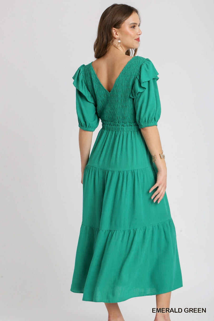 Emerald Green Linen Maxi Dress