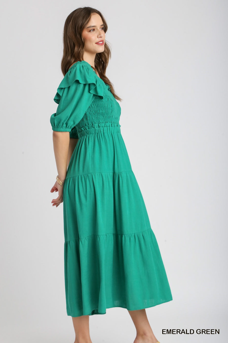 Emerald Green Linen Maxi Dress