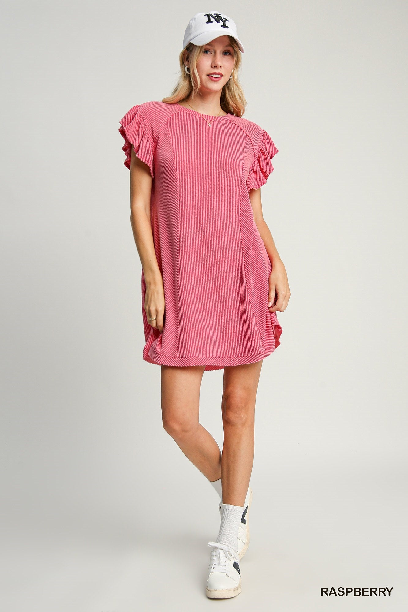 Raspberry Textured Knit Mini Dress