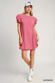 Raspberry Textured Knit Mini Dress
