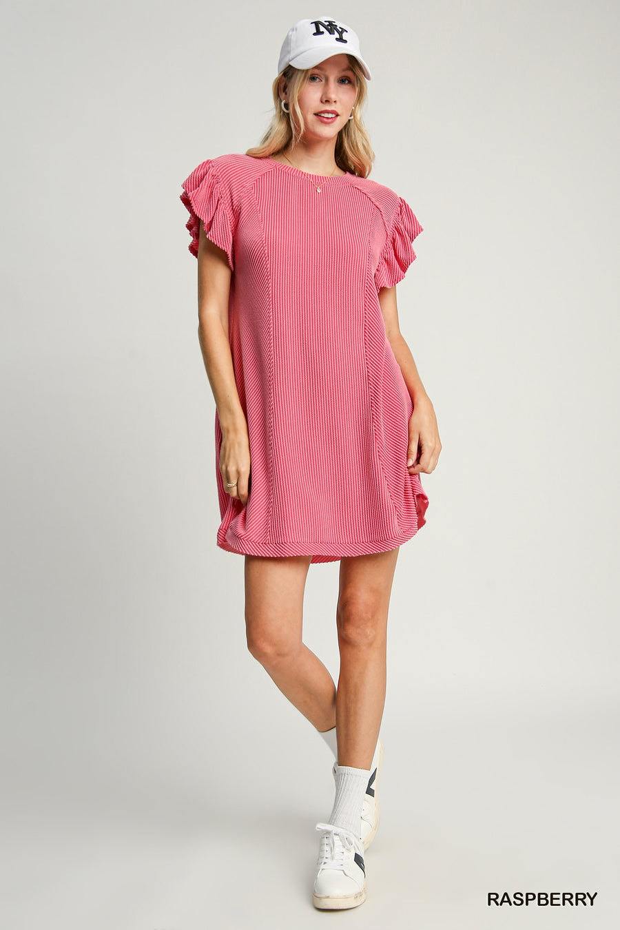 Raspberry Textured Knit Mini Dress