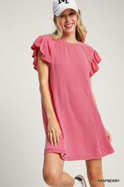 Raspberry Textured Knit Mini Dress