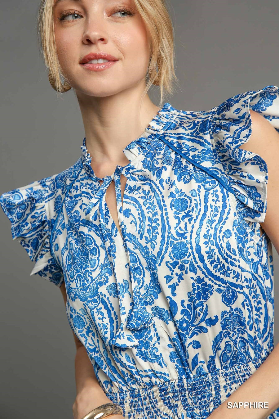 Sapphire Paisley Print Midi Dress