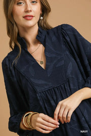 Navy Jacquard Dress