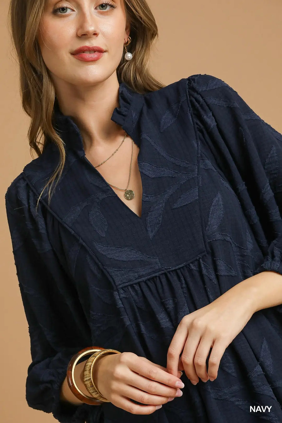 Navy Jacquard Dress