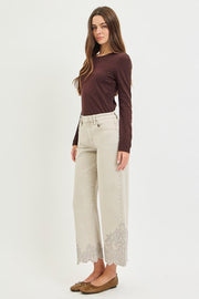 RISEN Almond Barrel Embroidered Jeans
