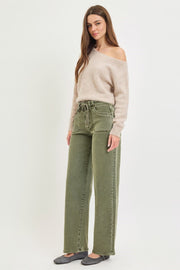 RISEN Olive Wide Leg Baggy Jeans
