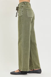 RISEN Olive Wide Leg Baggy Jeans