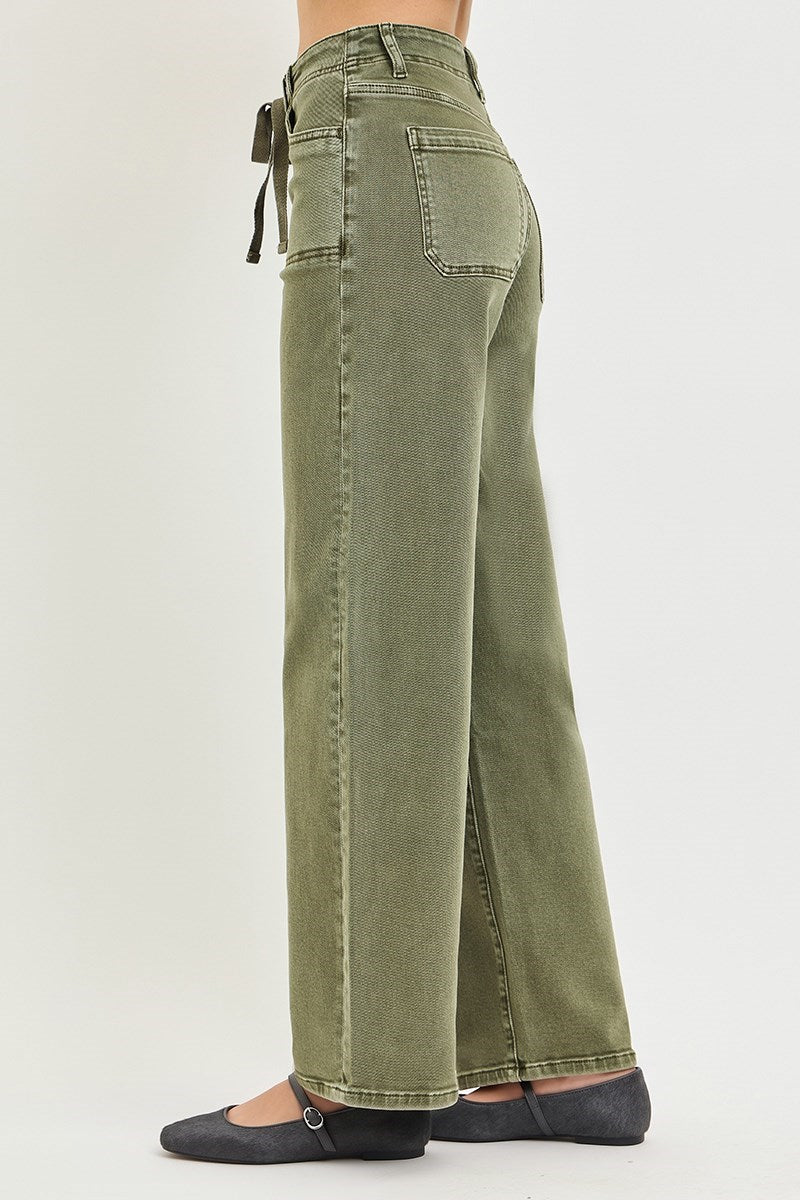 RISEN Olive Wide Leg Baggy Jeans