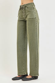 RISEN Olive Wide Leg Baggy Jeans