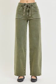 RISEN Olive Wide Leg Baggy Jeans