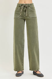 RISEN Olive Wide Leg Baggy Jeans