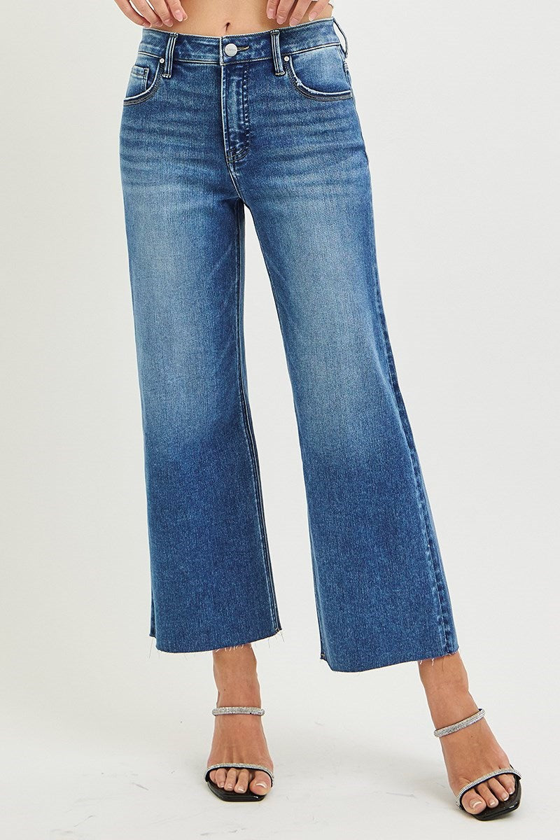 RISEN Tummy Control Crop Wide Leg Jeans