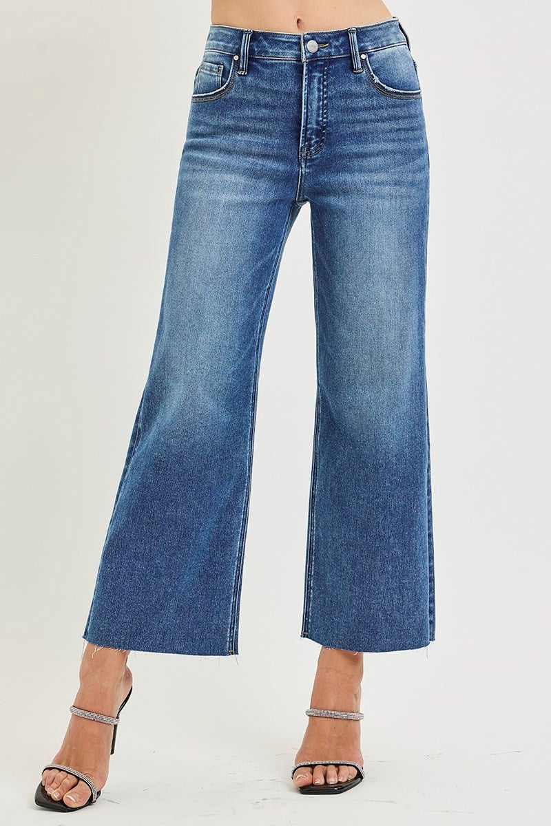 RISEN Tummy Control Crop Wide Leg Jeans
