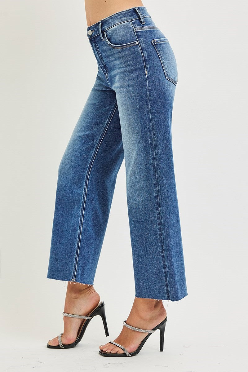 RISEN Tummy Control Crop Wide Leg Jeans