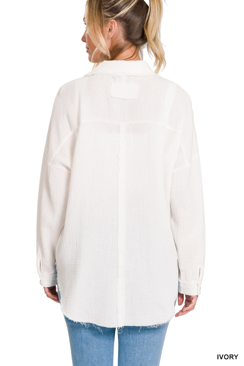 White Double Gauze Cotton Shirt