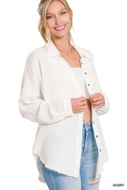 White Double Gauze Cotton Shirt