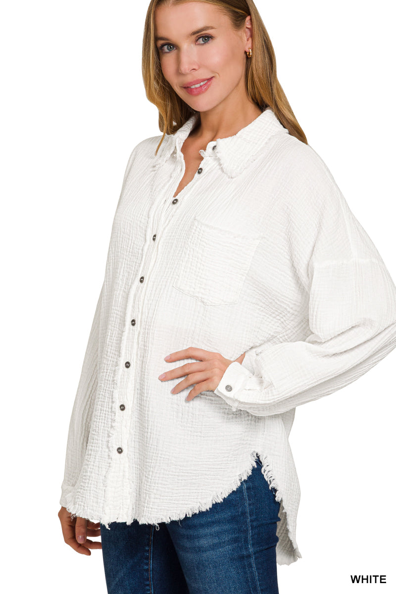 White Double Gauze Cotton Shirt