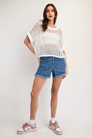 Crochet Knit Sweater Top