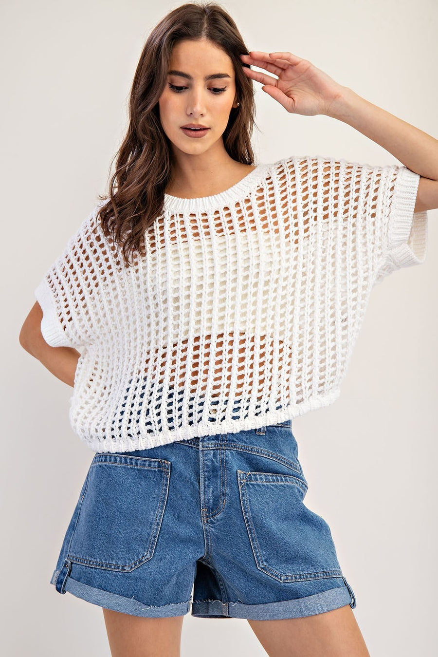 Crochet Knit Sweater Top