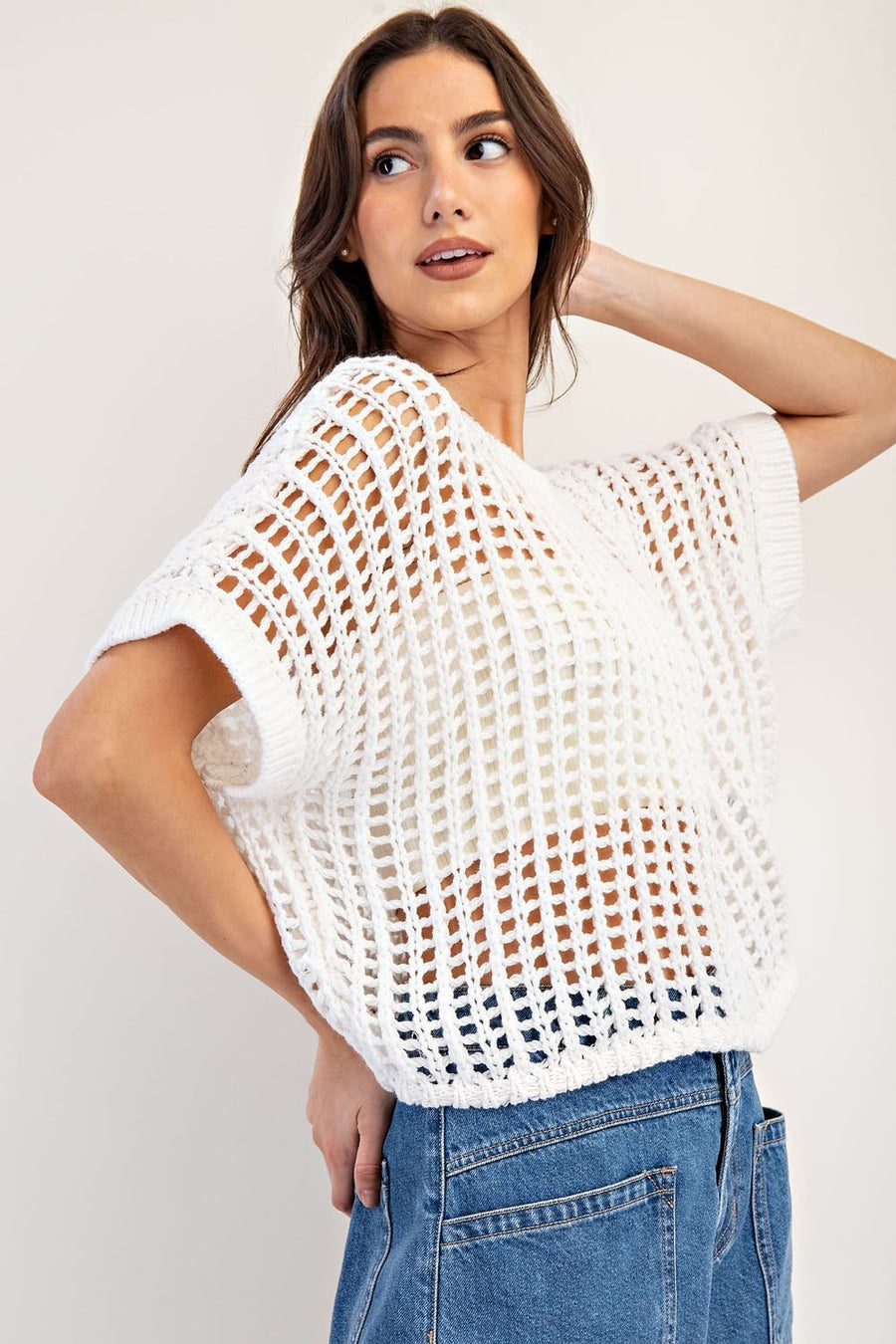 Crochet Knit Sweater Top