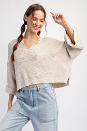 Oatmeal Textured Sweater Top