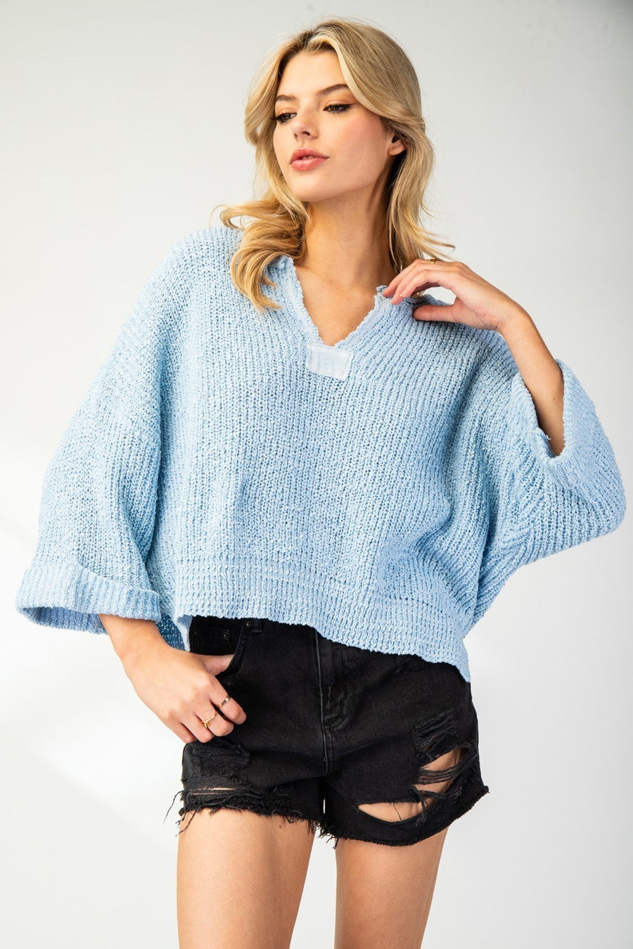 Periwinkle Textured Sweater Top