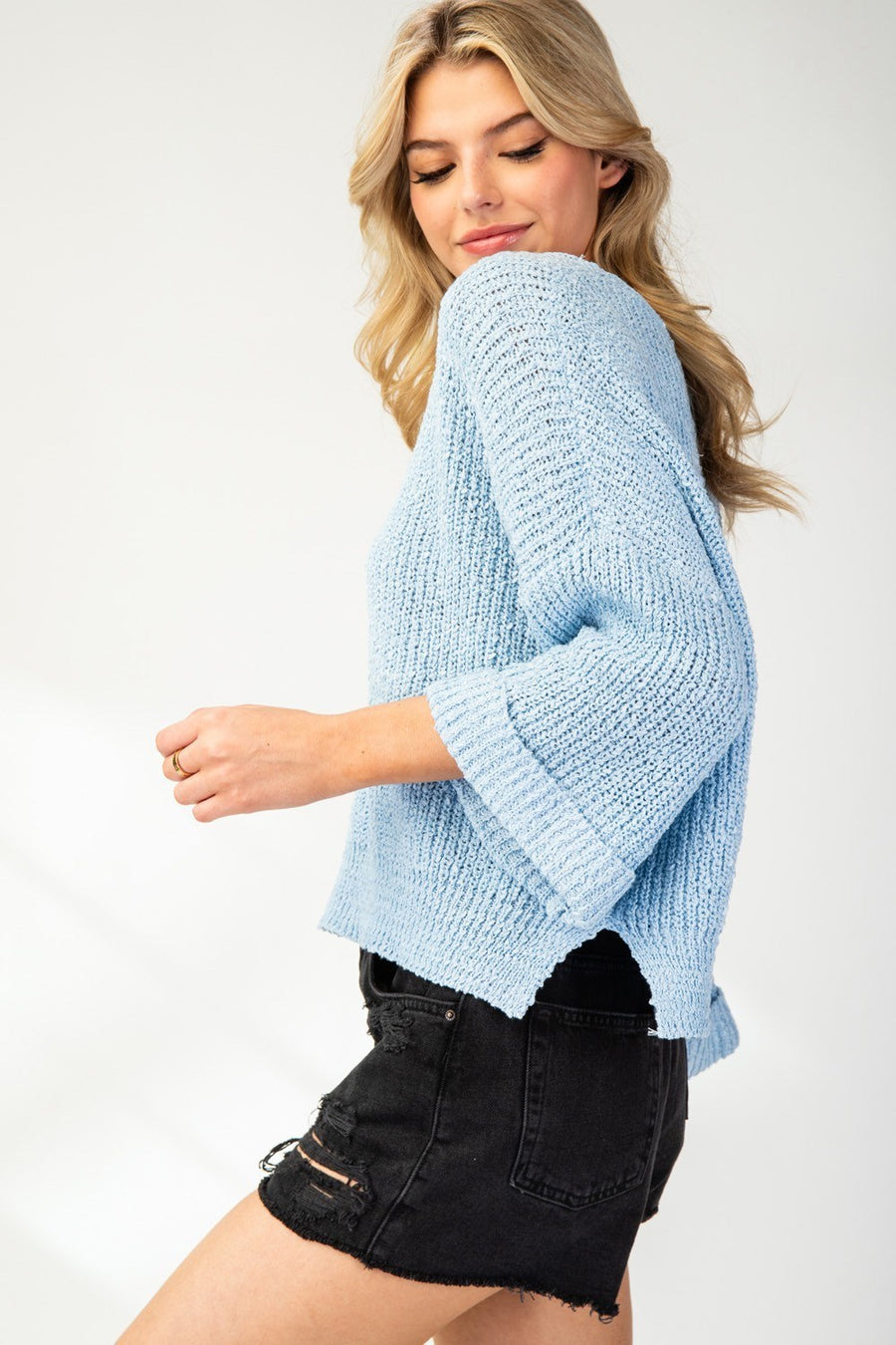 Periwinkle Textured Sweater Top
