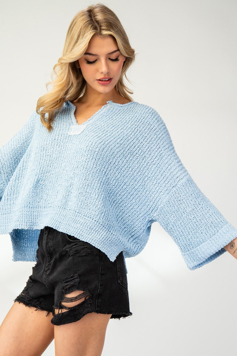 Periwinkle Textured Sweater Top