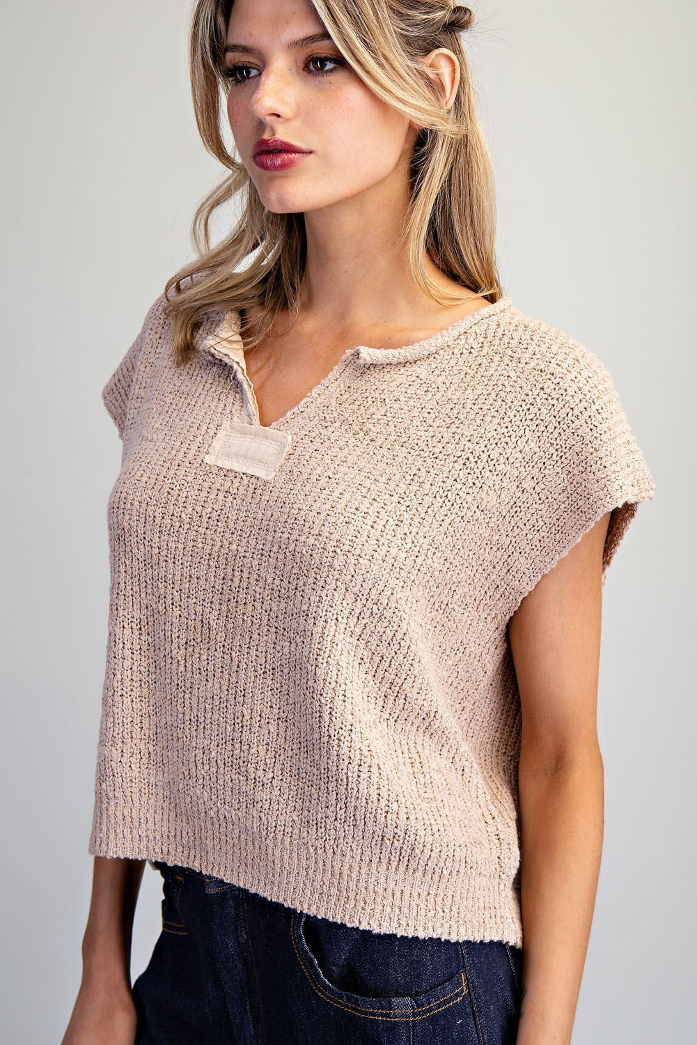 Oatmeal Textured Knit Top
