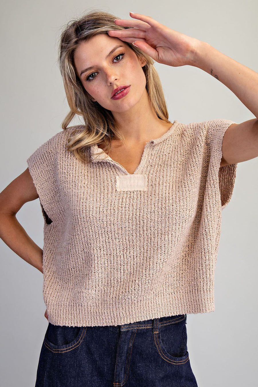 Oatmeal Textured Knit Top