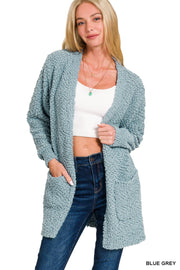 Blue Gray Popcorn Cardigan