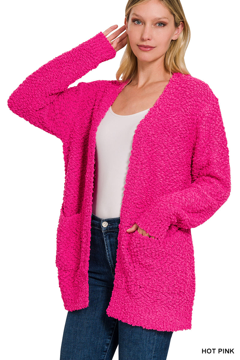 Hot Pink Popcorn Cardigan