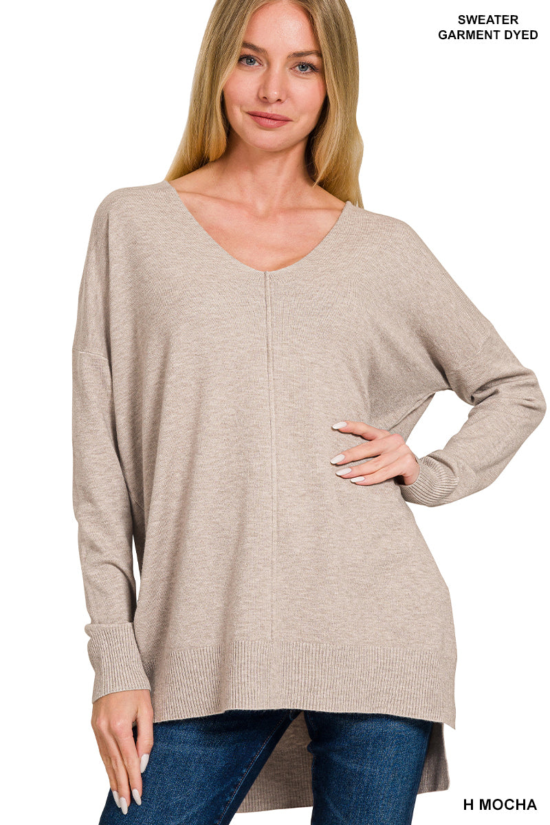 Heathered Mocha Center Seam Sweater