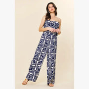 Skies are Blue Navy Print Jumpsuit