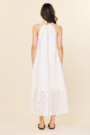 Skies are Blue Chiffon Eyelet Tiered Maxi Dress