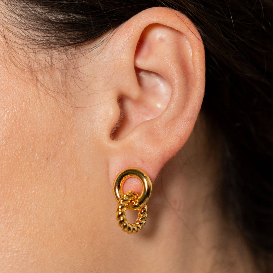 Brenda Grands 18K Gold Smooth and Twist Studs