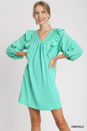 Umgee Balloon Sleeve Ruffle Dress