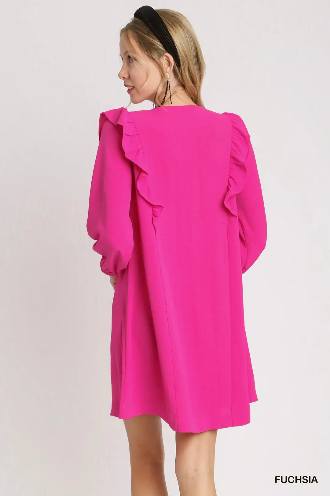 Umgee Balloon Sleeve Ruffle Dress