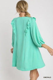 Umgee Balloon Sleeve Ruffle Dress