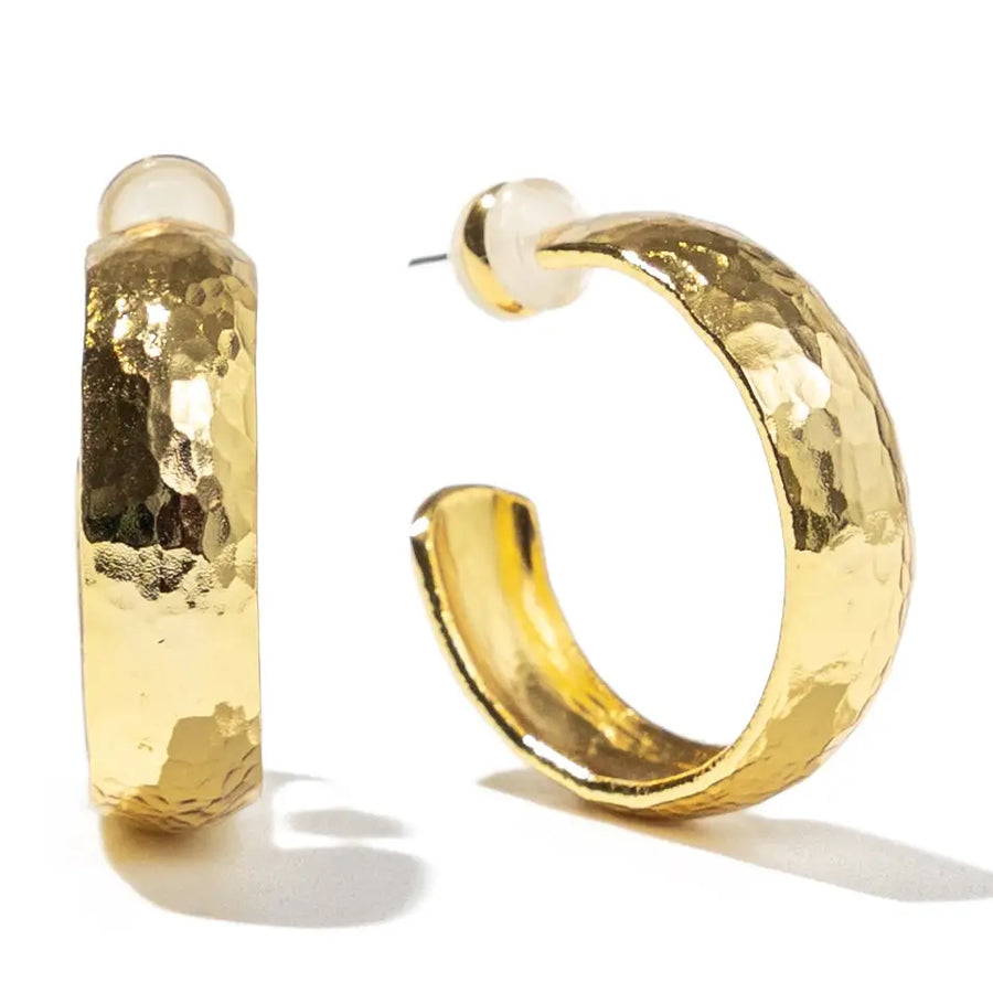 Brenda Grands 24K Gold Hammered Hoops