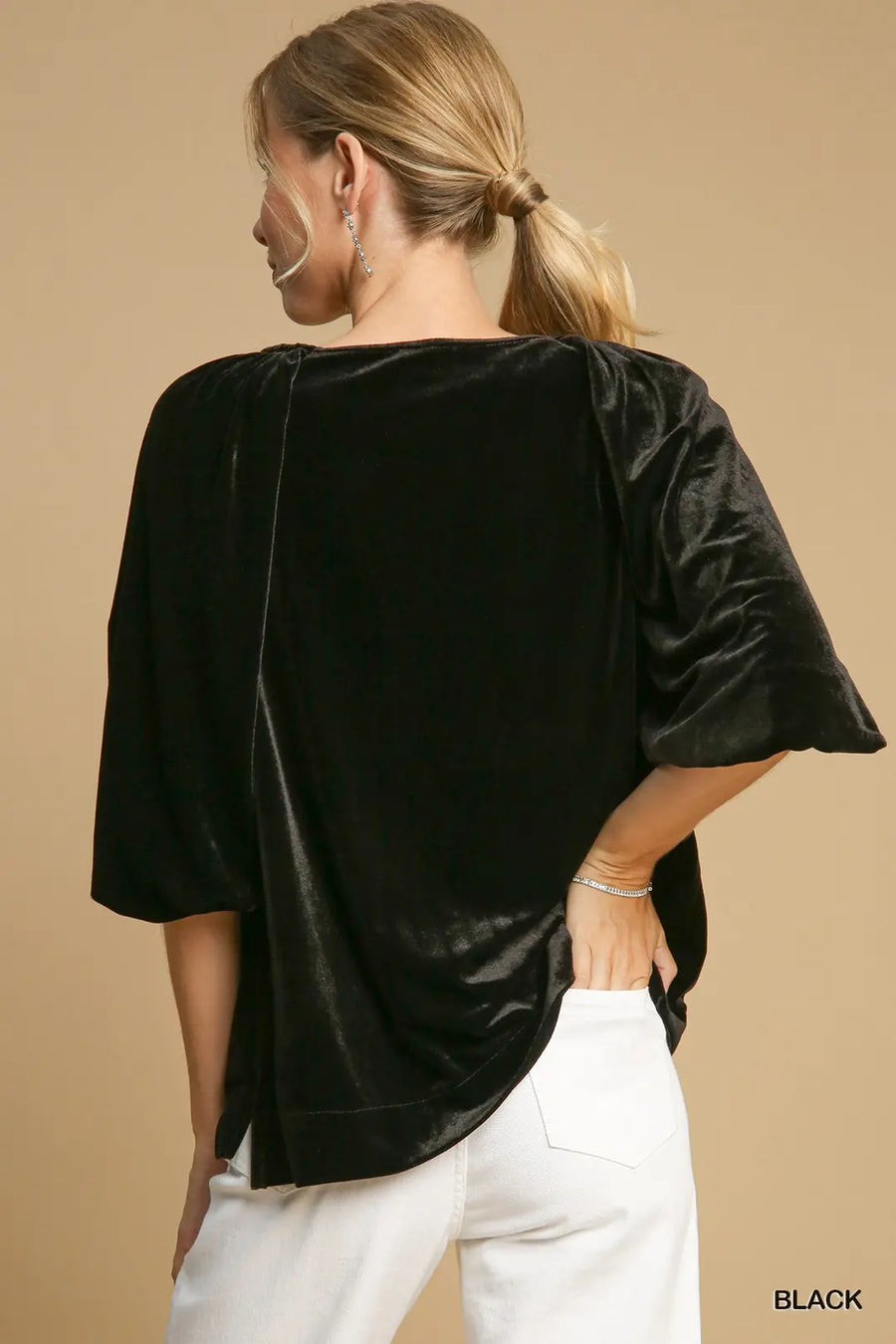 Umgee Black Velvet Jeweled Top